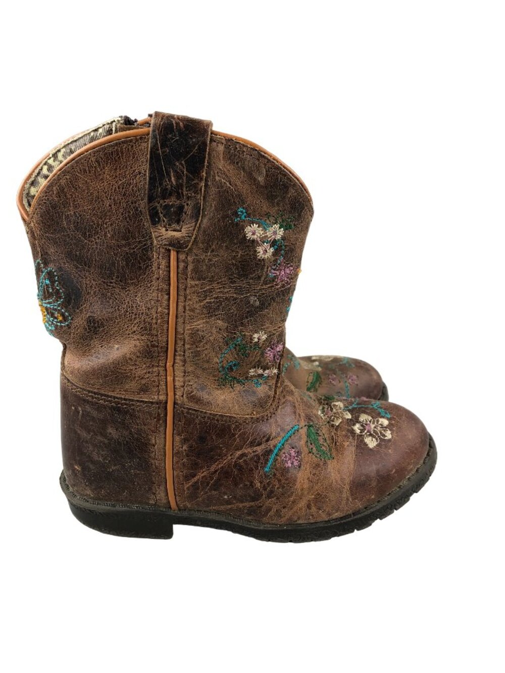 Smoky Mountain Boots Girl's Size 9R Florence Brown Leather Floral Western Boots